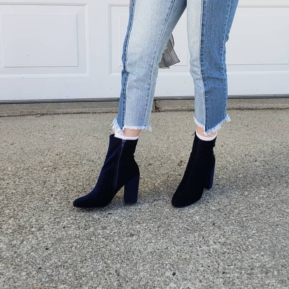 Forever 21 Shoes - Forever 21 blue velvet boots